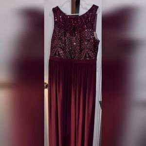 Elegant Burgundy Sequin Gown